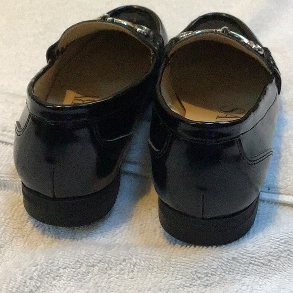 SAM & LIBBY Faux Black Leather Silver Horsebit Buckle Loafers Size 8 1/2 - Picture 3 of 6